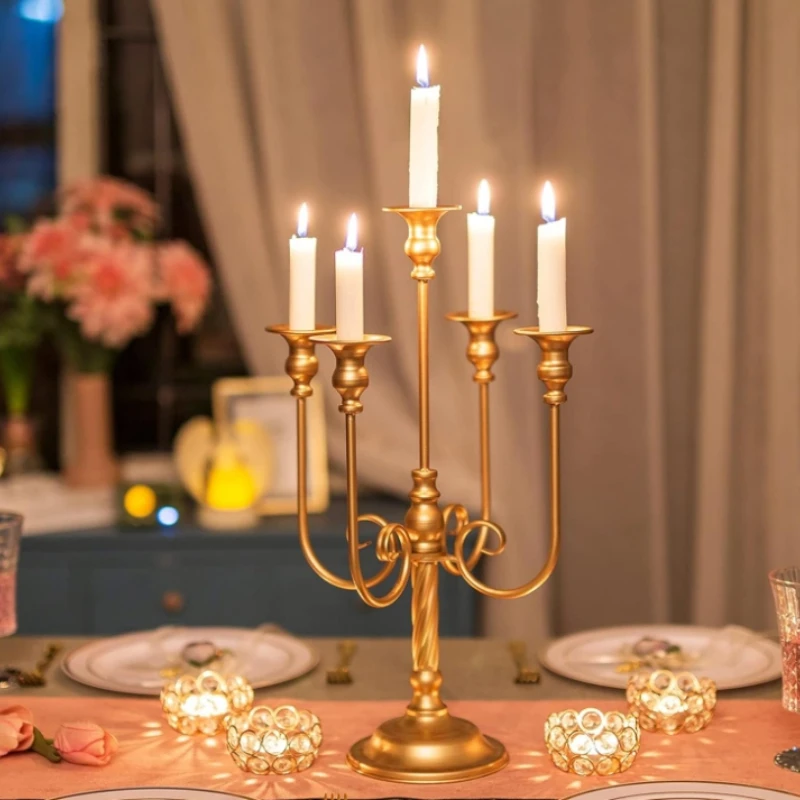 Metal 5-Candle Candlestick Holder for Taper Candles, Candle Holder for Wedding Centerpiece Christmas Valentine Party Event Decor