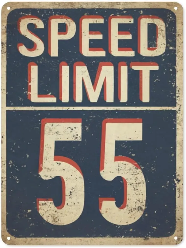 Speed Limit 55 Vintage Tin Sign Cool Retro Road Metal Sign for Home Garage Bedroom and Office Decor 12x18 Inch