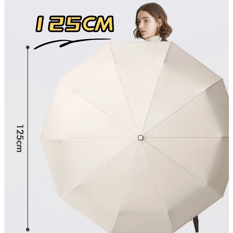 

10 костей, 125 см, большая пряжка, ручка, армированное волокно, сильная ветростойкость, портативный устойчивый к атмосферным воздействиям складной зонт