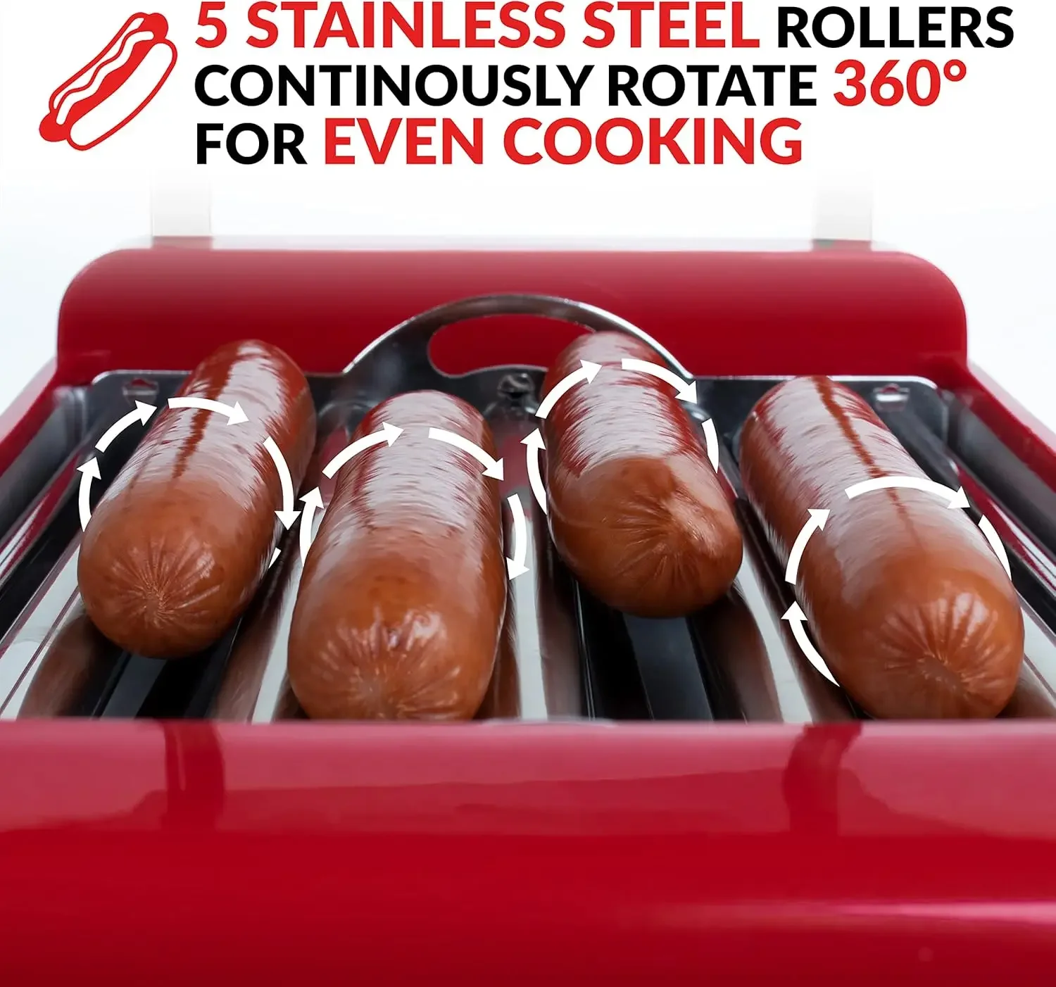 NEW NEW 2024 NEW Coca-Cola Hot Dog Roller Holds 8 Regular Sized or 4-Foot-Long Hot Dogs and 6 Bun Capacity, Stainless Steel Roll