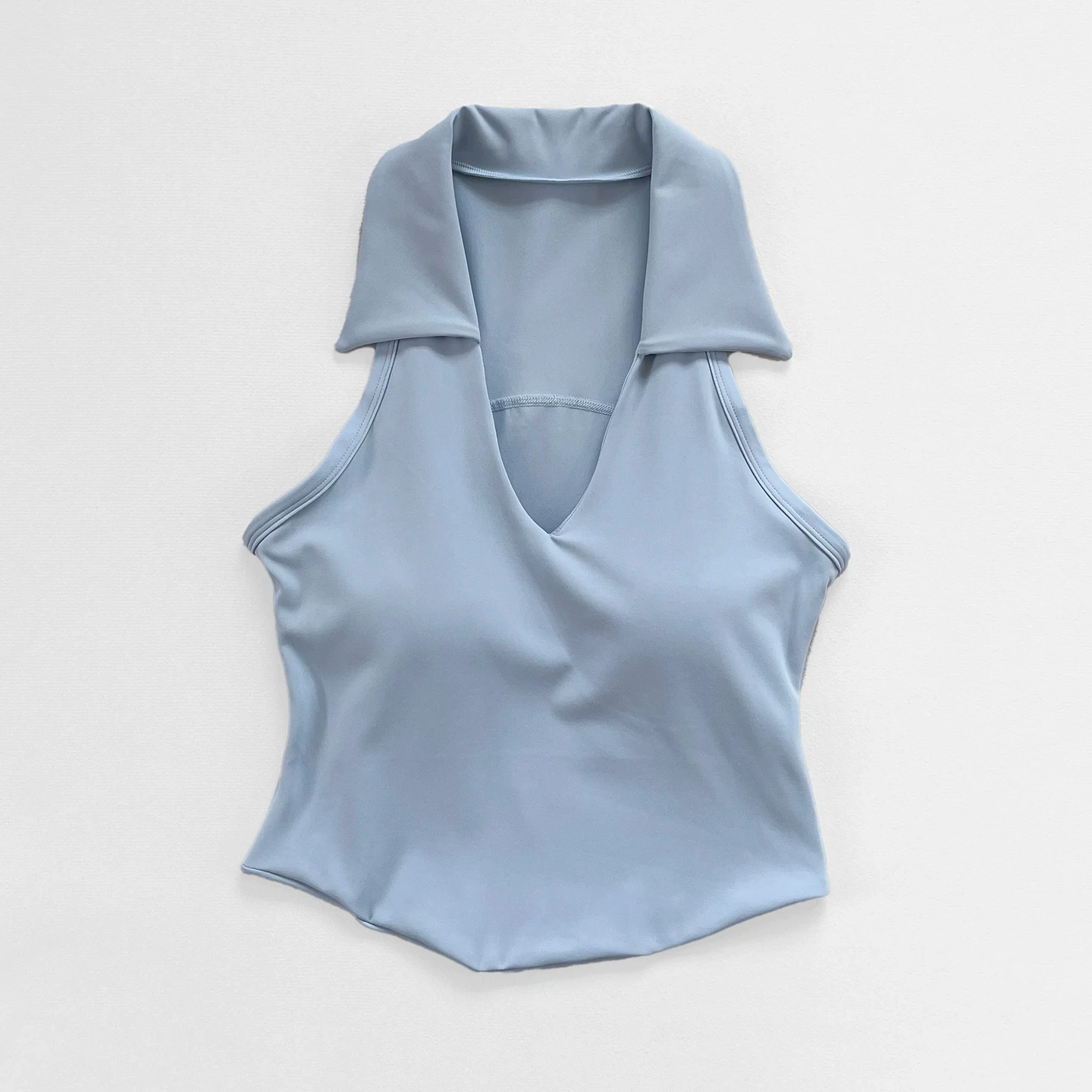 Women Polo Collar Yoga Tank Top Built‑in Bra Sleeveless V‑Neck Sports Crop Top Fitness Workout Gym Sporty Vest