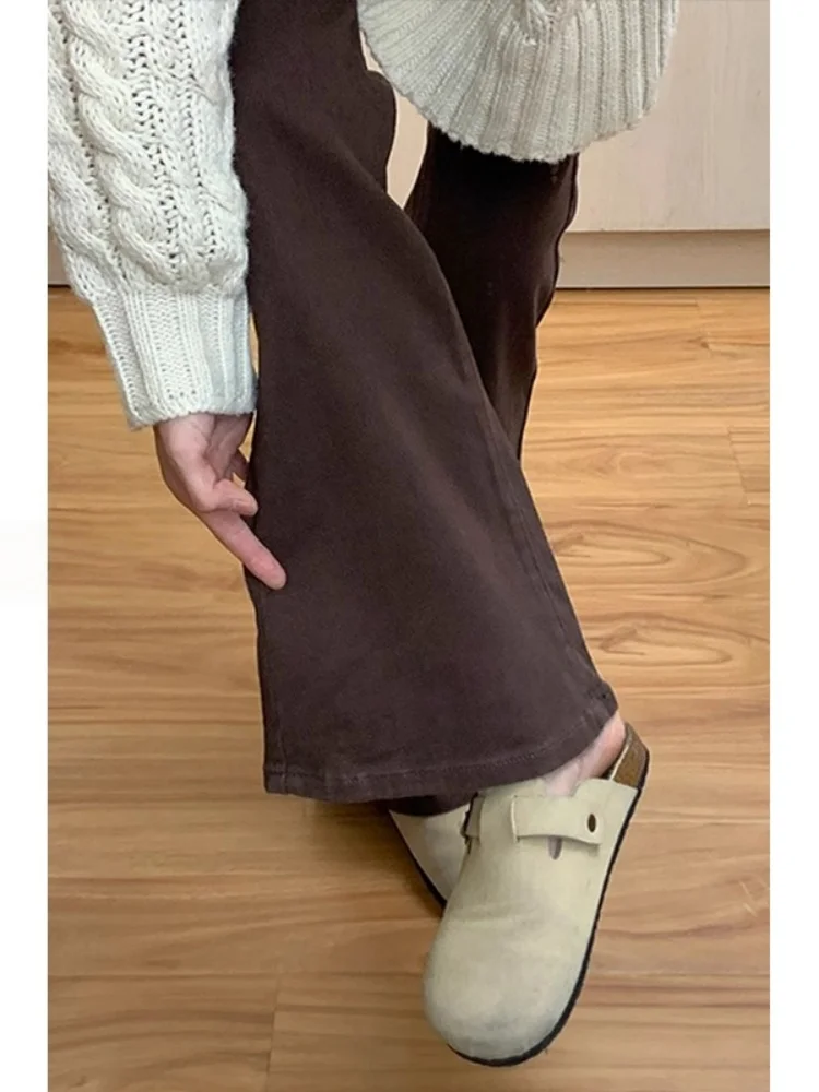 

Джинсы женские больших размеров с флисовой подкладкой, утолщенные, микро-клеш, осенне-зимние, с высокой талией, утягивающие, эластичные, прямые