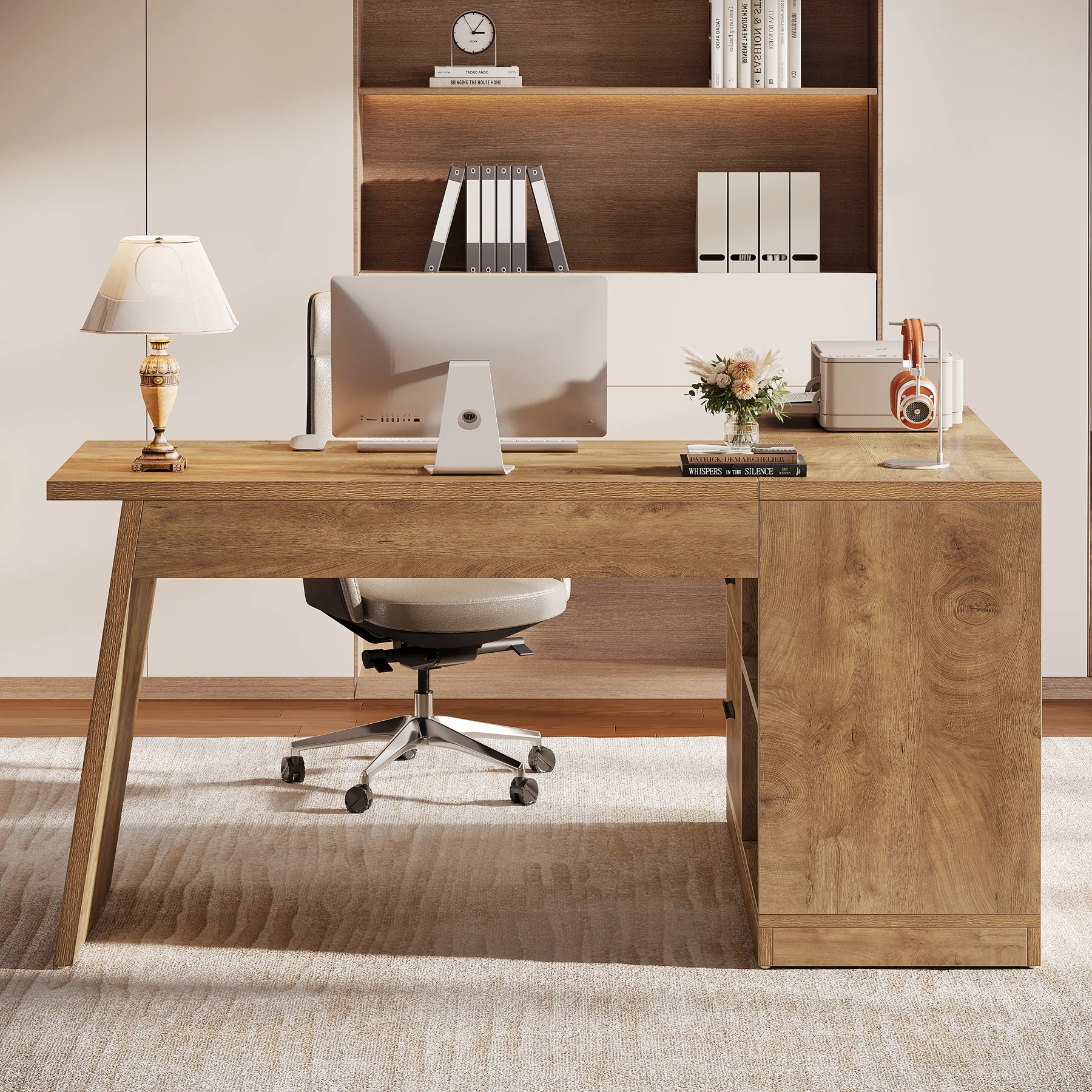 

Modern Executive Writing Desk Engineered Wood Luxury Office Workstation Durable Design