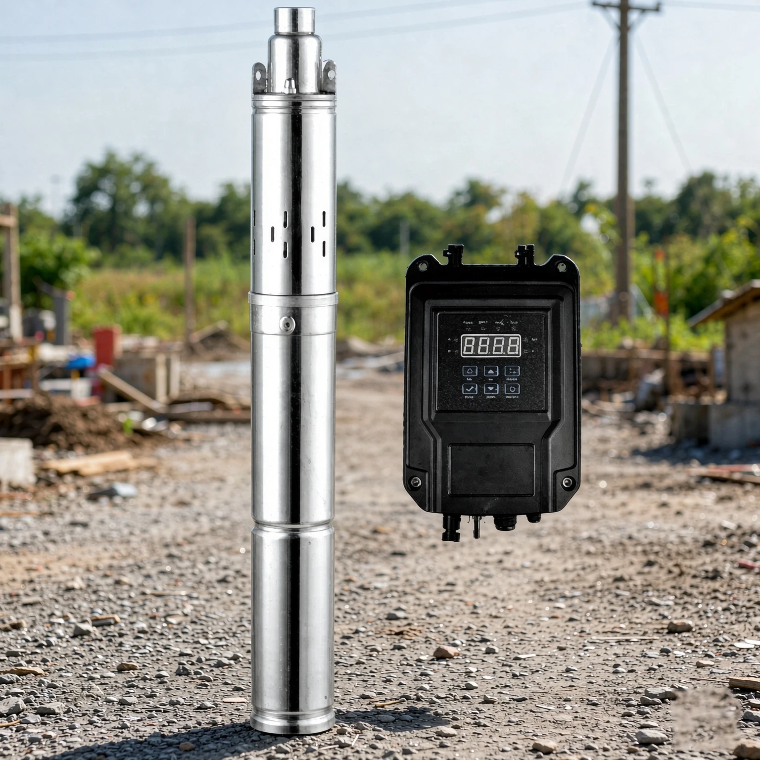 High Head Stainless Steel Solar Submersible Screw Pump for Outdoor Off-Grid Deep Well Water Intake, Agricultural Irrigation and