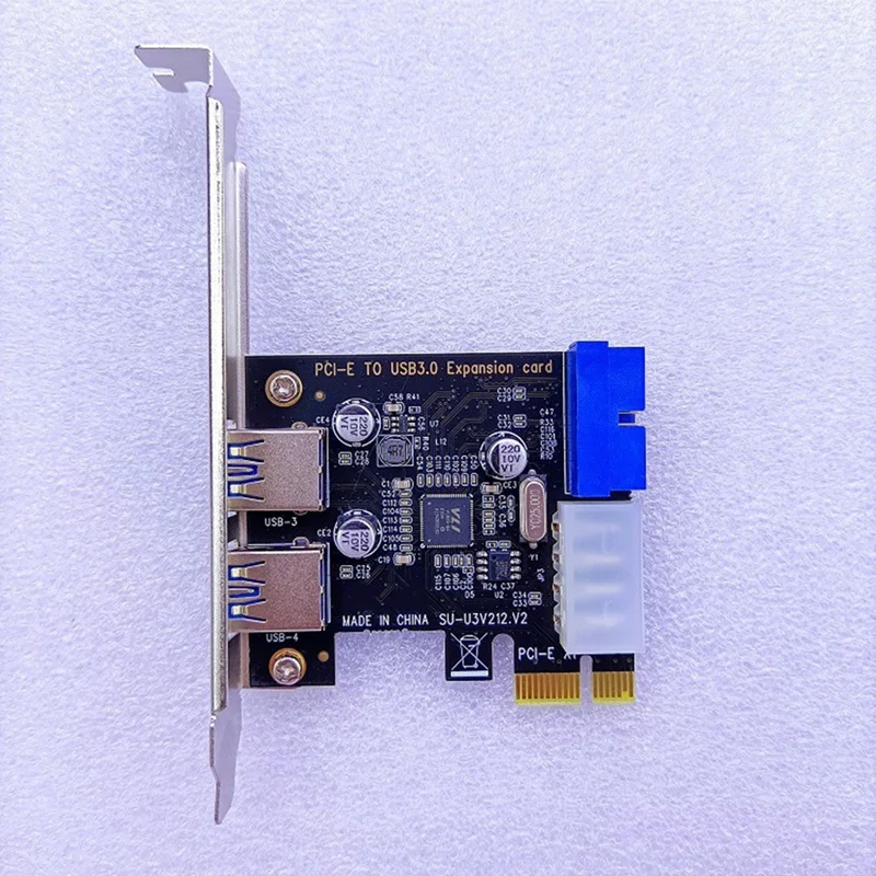 USB 3.0 pci-e Adapter karty rozszerzeń 2 portowe złącze USB 3.0 wewnętrzne 19Pin karta Pci-E nagłówek 4Pin Ide