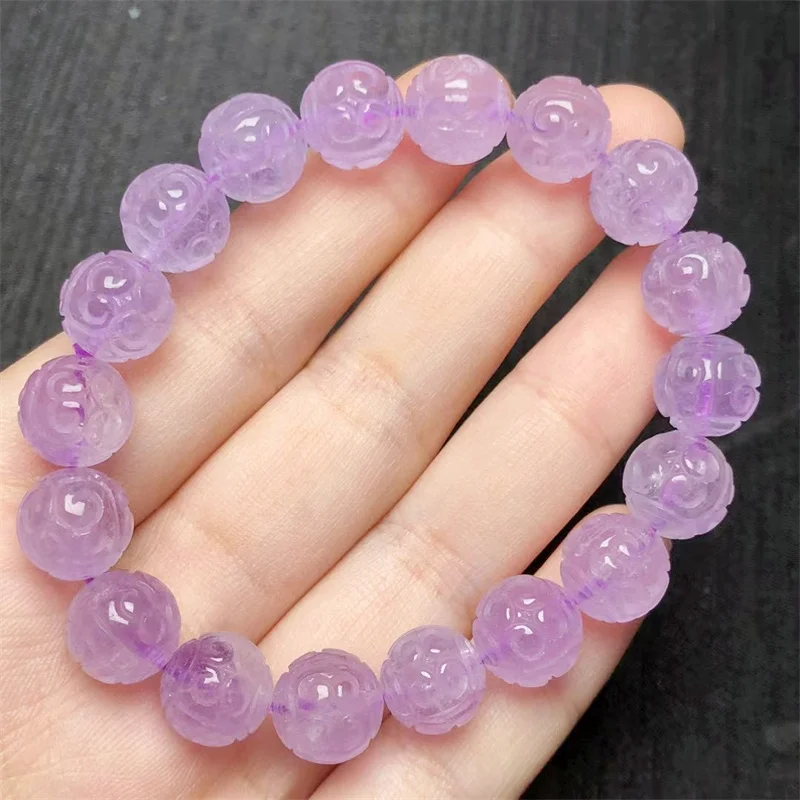 Natural Lavender Amethyst Mosaic Bead Bracelet Healing Handmade Women Jewelry Stretch Bangle Children Birthday Gift 1pcs