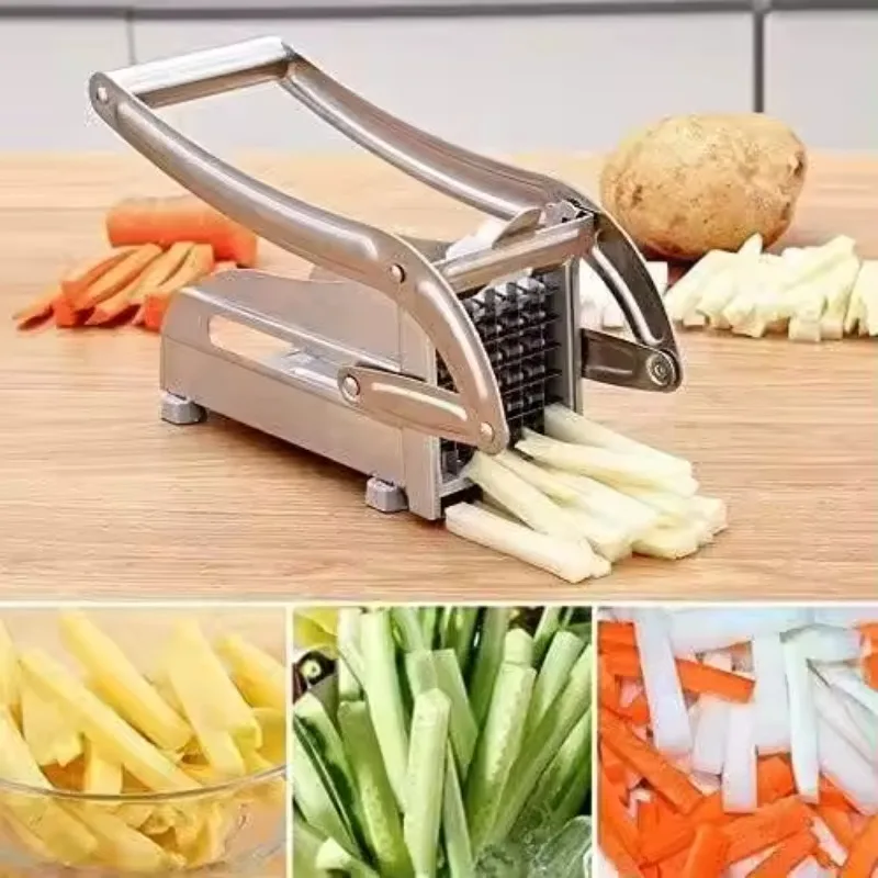 Stainless Steel French Fries Slicer Vegetable Food Cut Pieces Machine Heavy Duty Cutter for Potato Kitchen Gadgets Potato Slicer