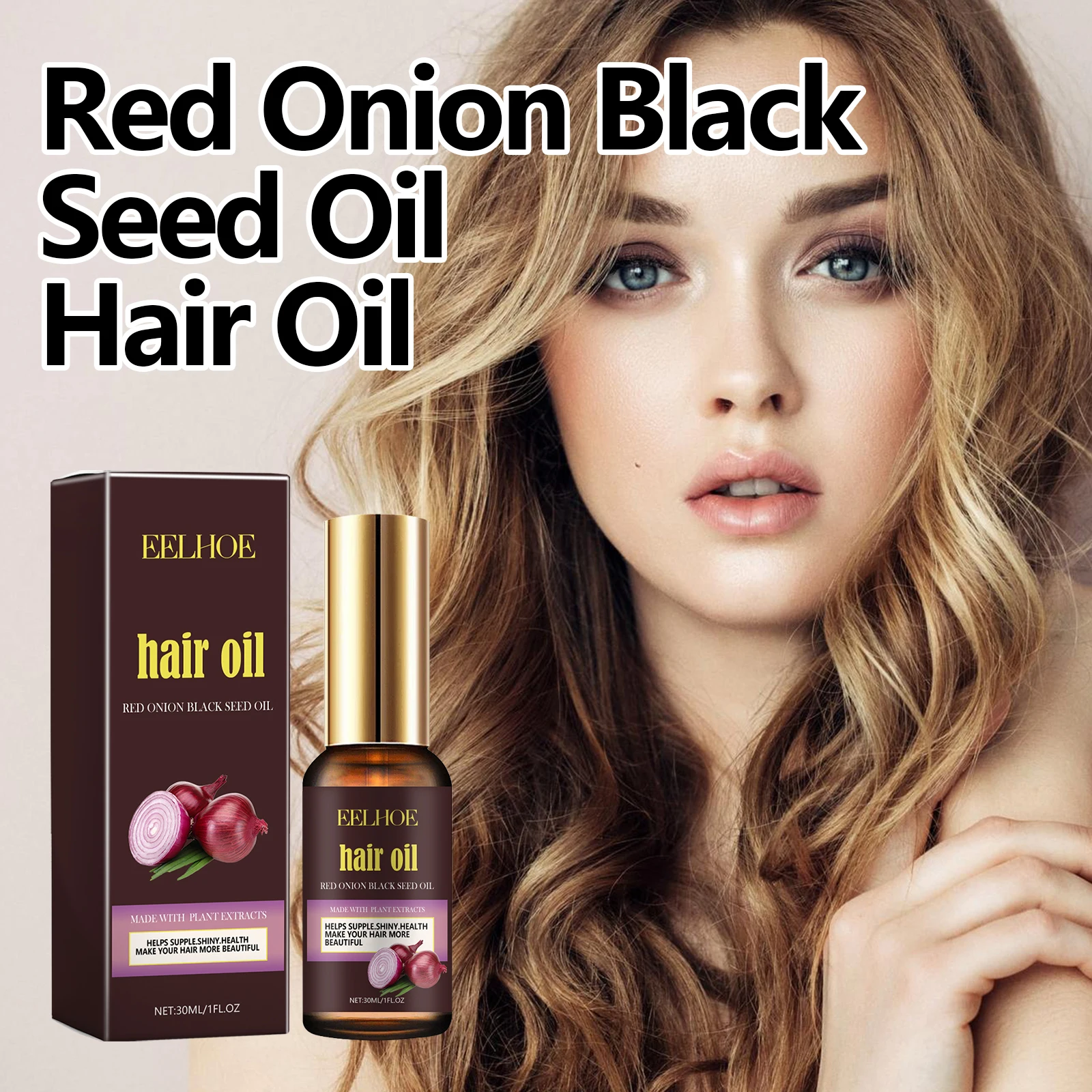 น้ำมันบำรุงผมจากหัวหอมแดง บำรุงรากผมที่เสียหาย ลดผมชี้ฟู ช่วยให้ผมชุ่มชื้น กระตุ้นผมให้หนาขึ้นและดูอวบอิ่ม