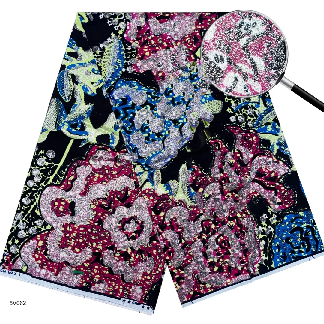 Tela Estampada con Cera Dorada de Nigeria, Estilo 2026, Tela Africana de Alta Calidad para Patchwork, Ropa y Manualidades, T1