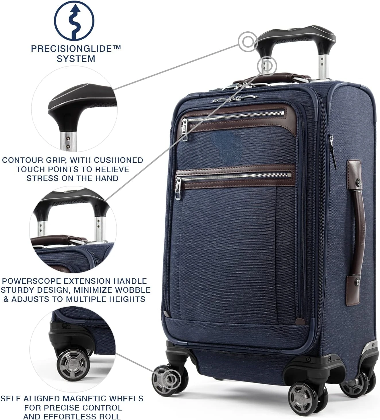 Platinum Elite Softside Expandable Carry on Luggage, 8 Wheel Spinner Suitcase, USB Port, Suiter, Men and Women