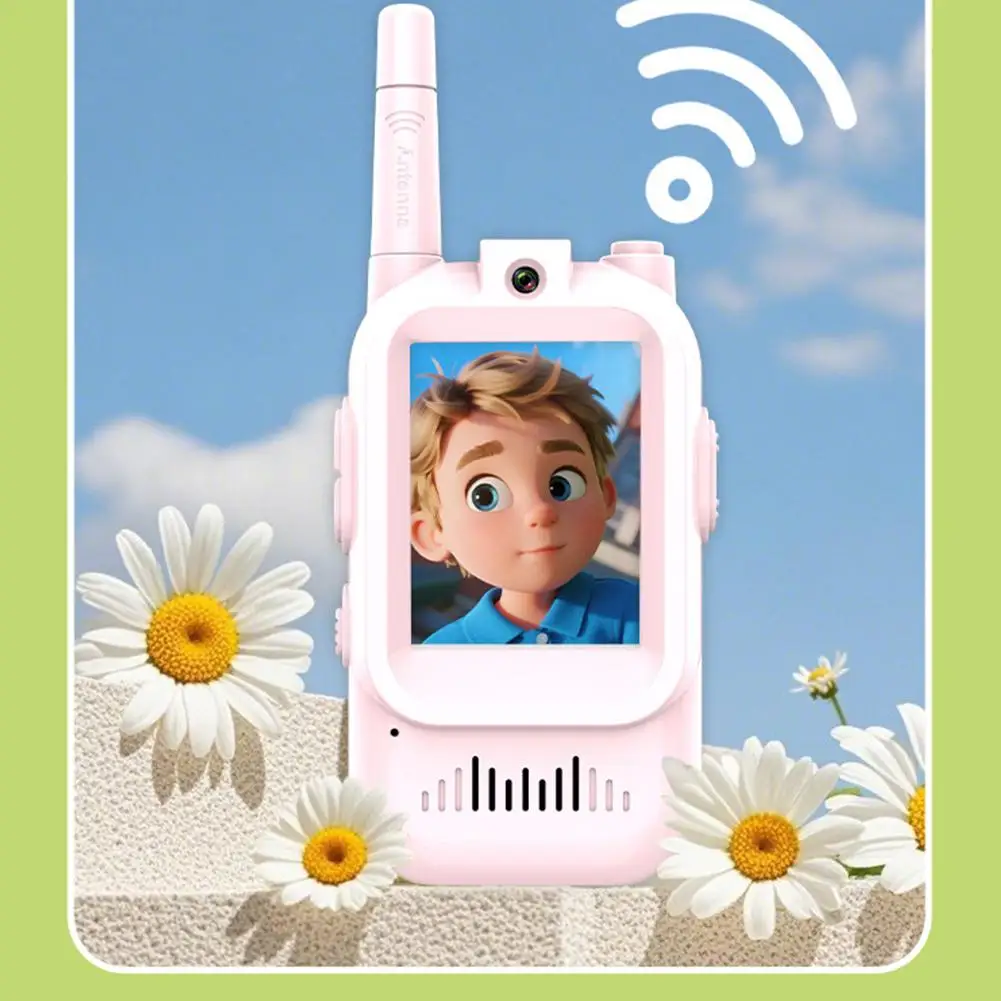 ビデオトランシーバー2個パック、画面表示トランシーバー、子供、男の子、女の子へのクリスマスプレゼント、ボイスチェンジャー＆リアルタイムビデオチャット機能付き