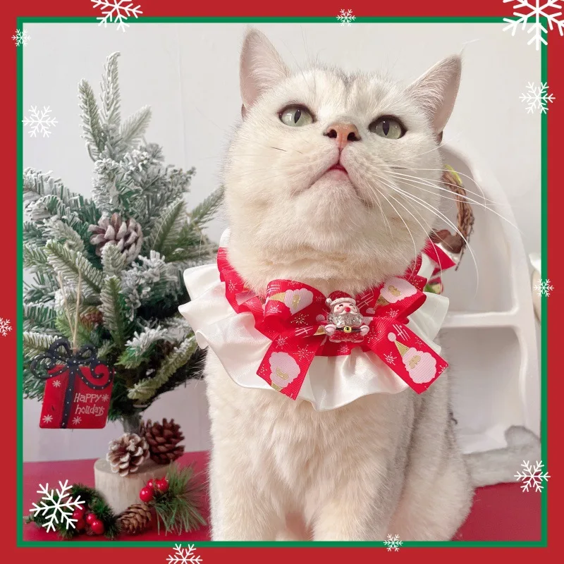 New Pet Christmas Scarf Cat Dog Bow Collar Christmas Bow Tie Costume Neck