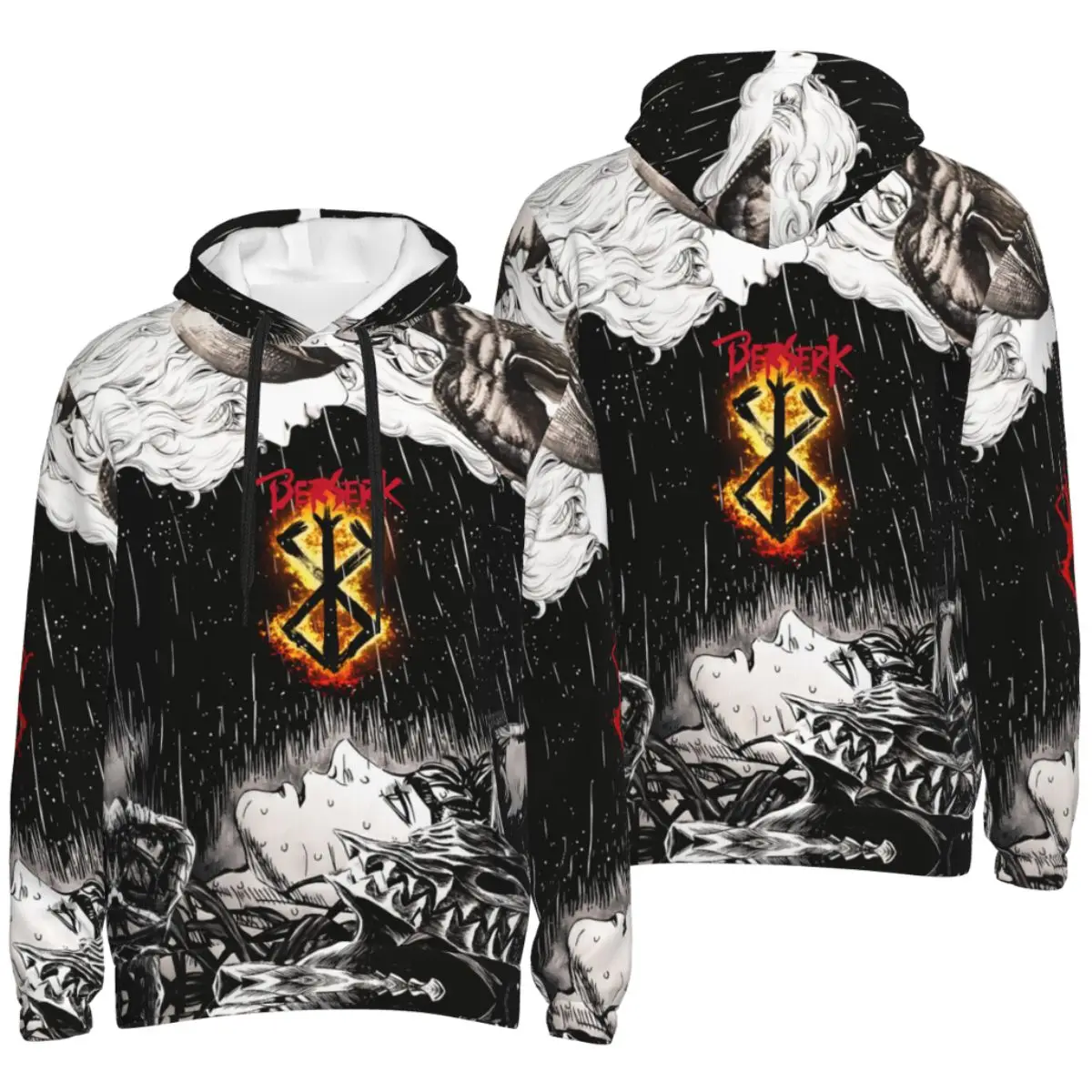 Anime Bereserk Heren Hoodie Capuchon Kraag Trekkoord Hoodies Trui Sweatshirts Met Lange Mouwen