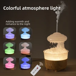 USB Rain Air Humidifier Electric Aroma Diffuser Rain Cloud Smell Desktop Relax Water Drops Sounds Colorful Night Light Household