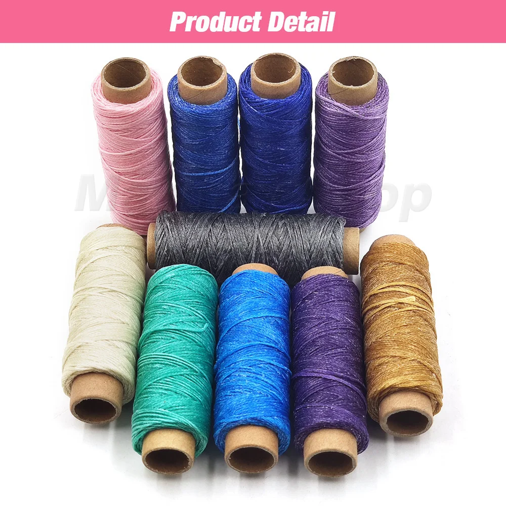 150D 0.8mm Thickness Flat Waxed Cord Waxed Thread Hand Stitching Thread Flat Waxed Sewing Line 12/30/50M For Leathercraft DIY