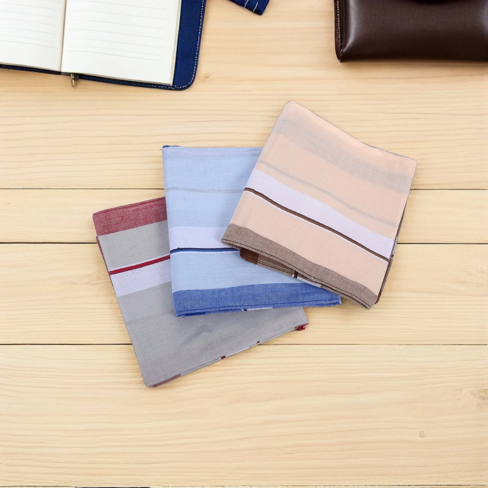 12pcs Men'S Handkerchief Cotton Square Lightweight Sweat-Absorbent For Wipe Sweat Spills Clean Glasses Mixed Color