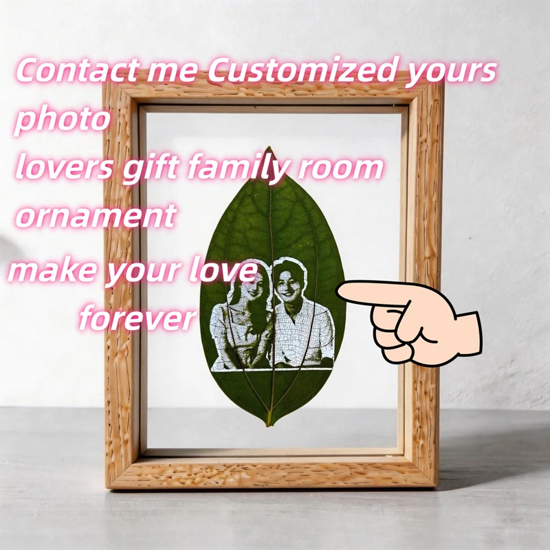 

Custom Ping An Leaves Carve Photo Frame Men Women Lover Gift Family Office Decoration Ornament Birthday Wedding Activity Pendant