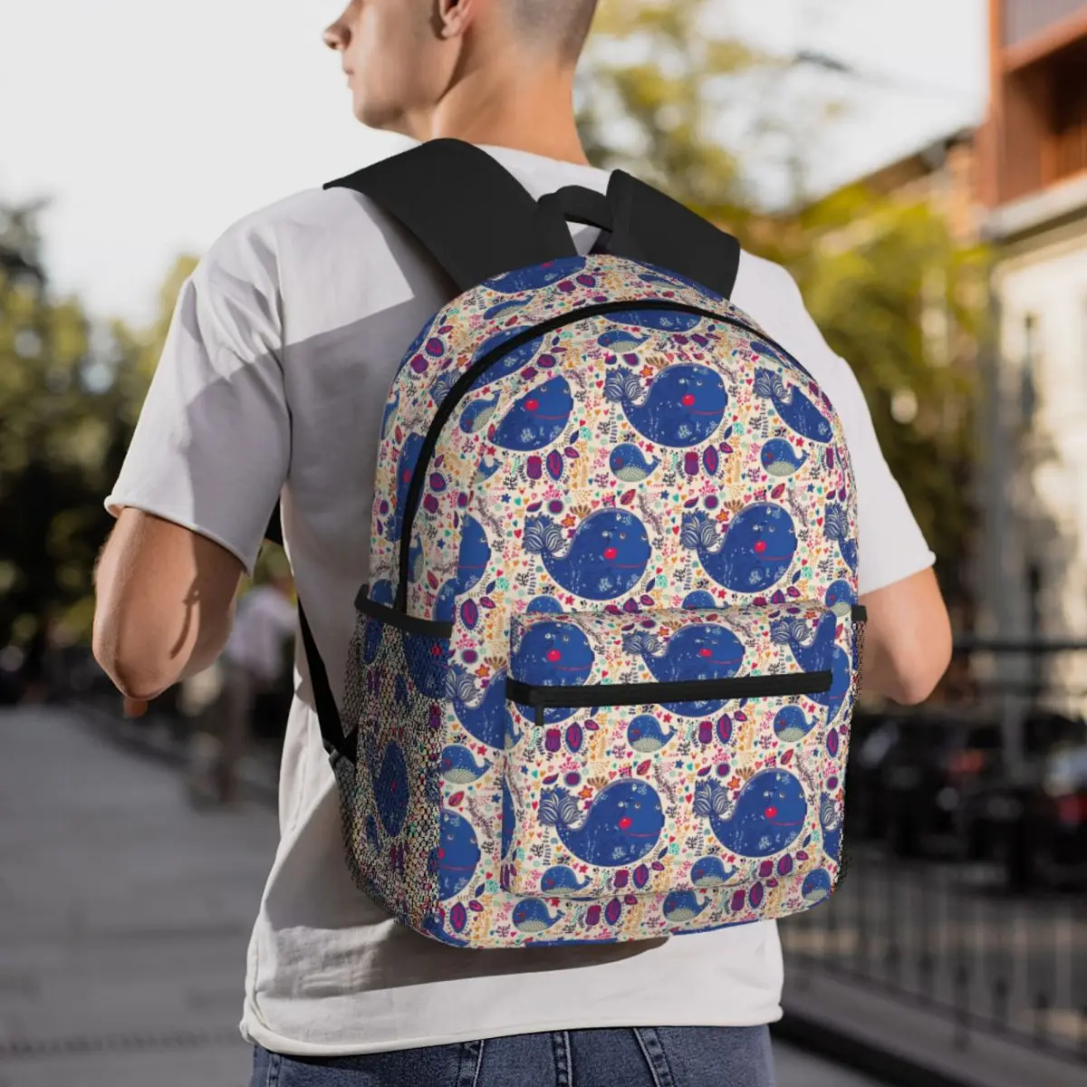 

Cartoon Fish Pattern Backpack Daypack Large Capacity Kids BookBag School Bag Shoulder Bags for Men Women