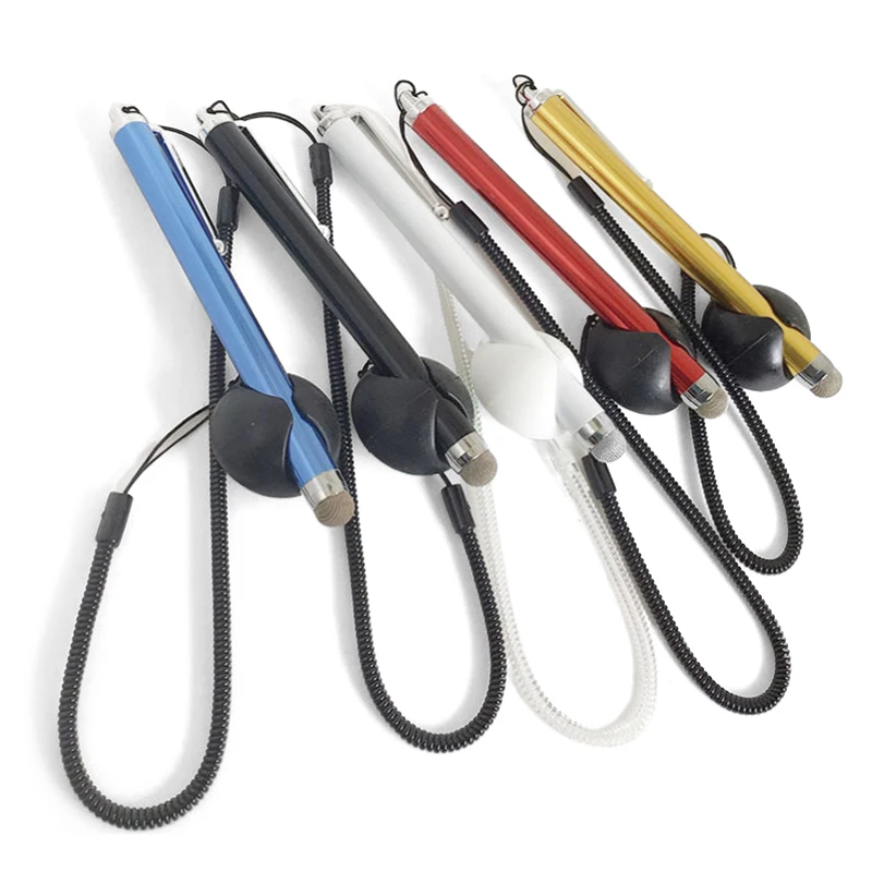 Universal Laptop Pen Phone Tablet PC Touch Pen Pencil Capacitive Pen With Spring Rope Fixed Base Stylus Display Tablet Pens