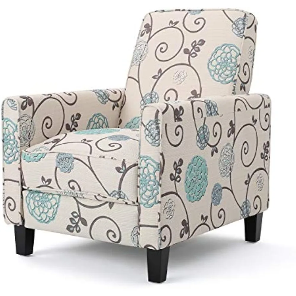 

Dufour White and Blue Floral Fabric Recliner 26.75D x 34W x 36.25H in