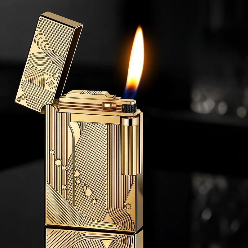 Loud Voice, Slant Fire, Open Flame, Grinding Wheel Butane Gas Lighter, Inflatable Pipe Lighter Smoking Accessories Gifts for Men