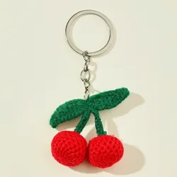 Charm Cherry Keychain Bag Pendant Exquisite Handmade Cartoon Fruit Hanging Key Chains for Women Girl Gift Accessories