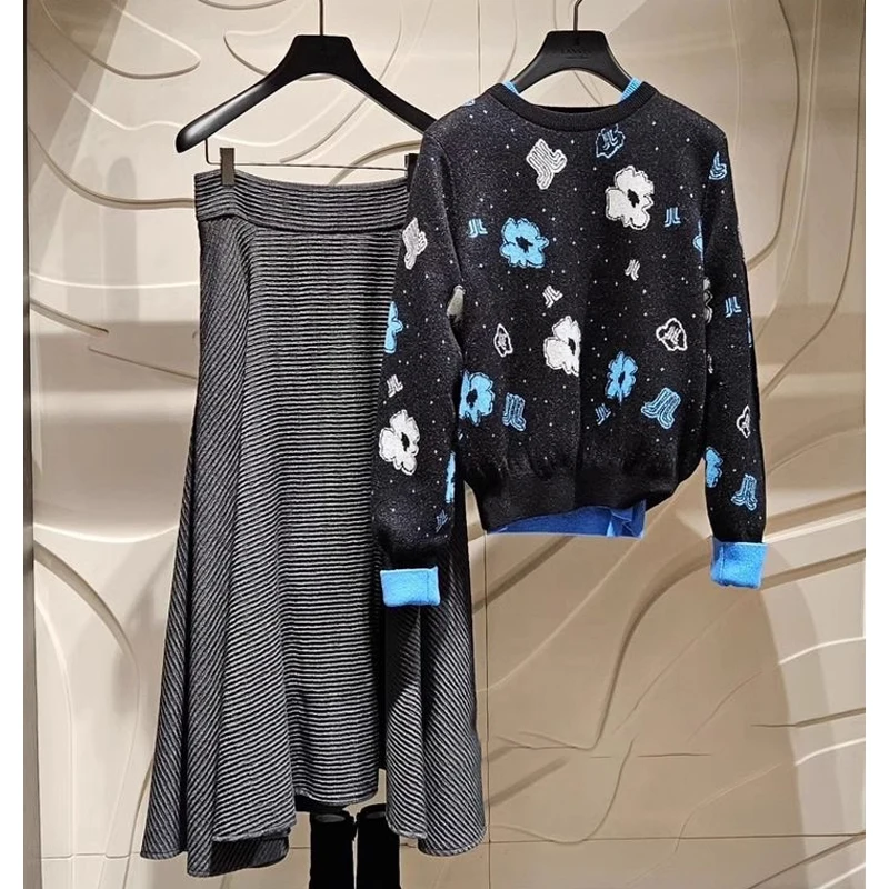 

Женский вязаный свитер MICOAT из шерсти с цветочным узором, премиум-вышивка, осенняя коллекция, модный, для повседневной носки