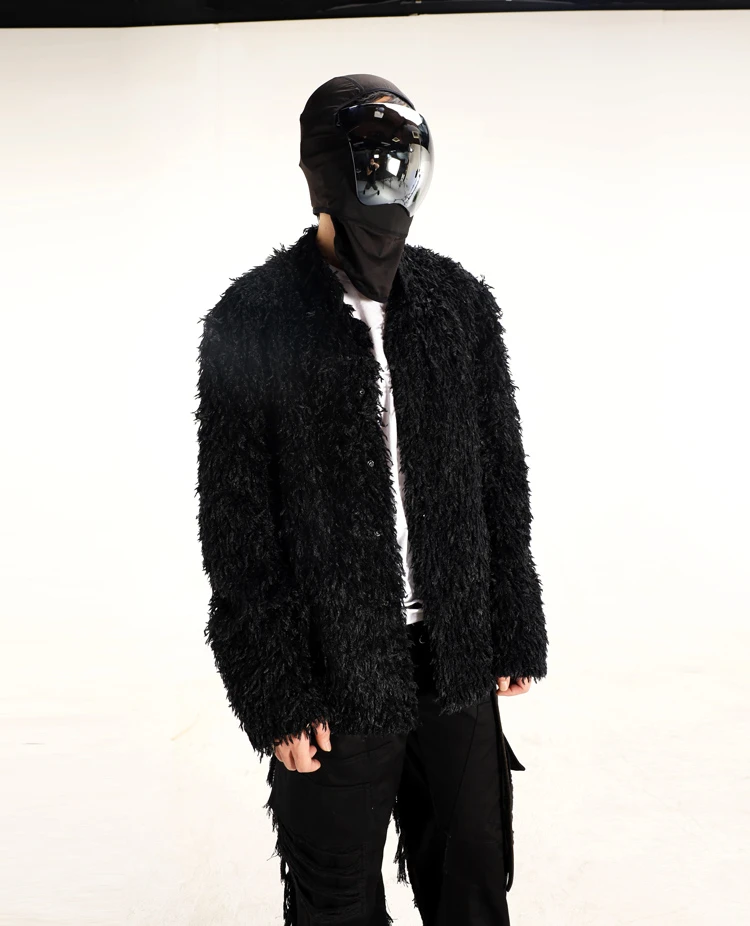 

Wasteland Ro Feather Fur Sheepskin Stitching Loose Profile Coat BLCG Jacket Men's Fashion Wear Coat Street Fashion Clothing