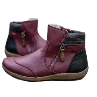 Ankle Boots Women\'s Plus Size Short 2022 Autumn and Winter Double Zipper Flat Snow Boots Wedges Low Top Shoes Botas Femininas