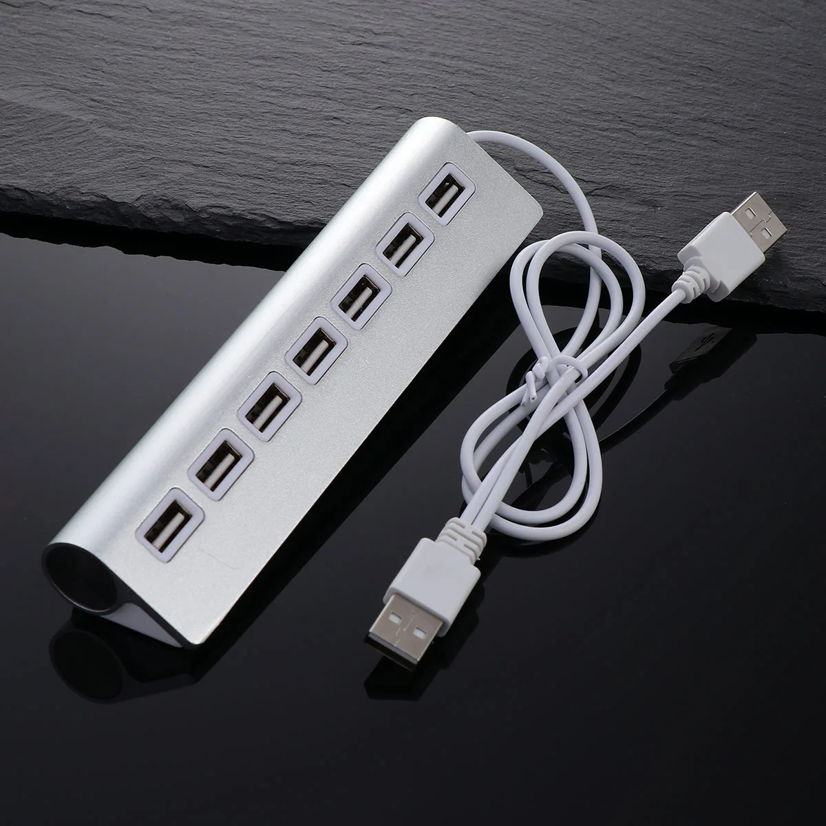 

7-портовый USB-концентратор, прочный портативный адаптер-концентратор данных, серебристый, сверхскоростной для портативных ПК, ноутбуков, планшетов, USB-разветвитель