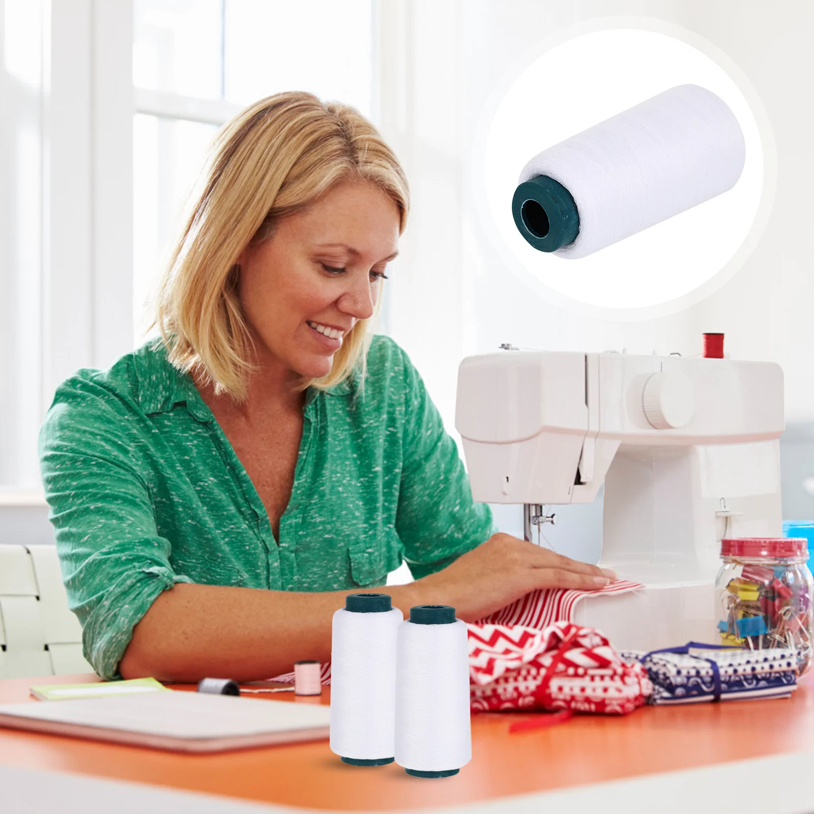 

Sewing Cotton Threads Quilting White for Machines Polyester Embroidery Bobbin Strong Multipurpose