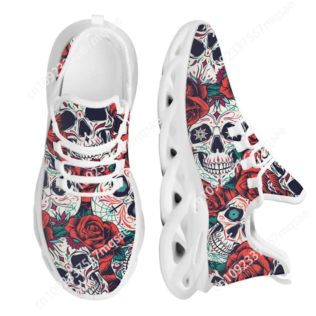 

Custom White Red Blue Classic Candy Skull Rose Women Shoes New Chunky Sneakers Lace-Up Vulcanize Shoes 2022 Plus Size