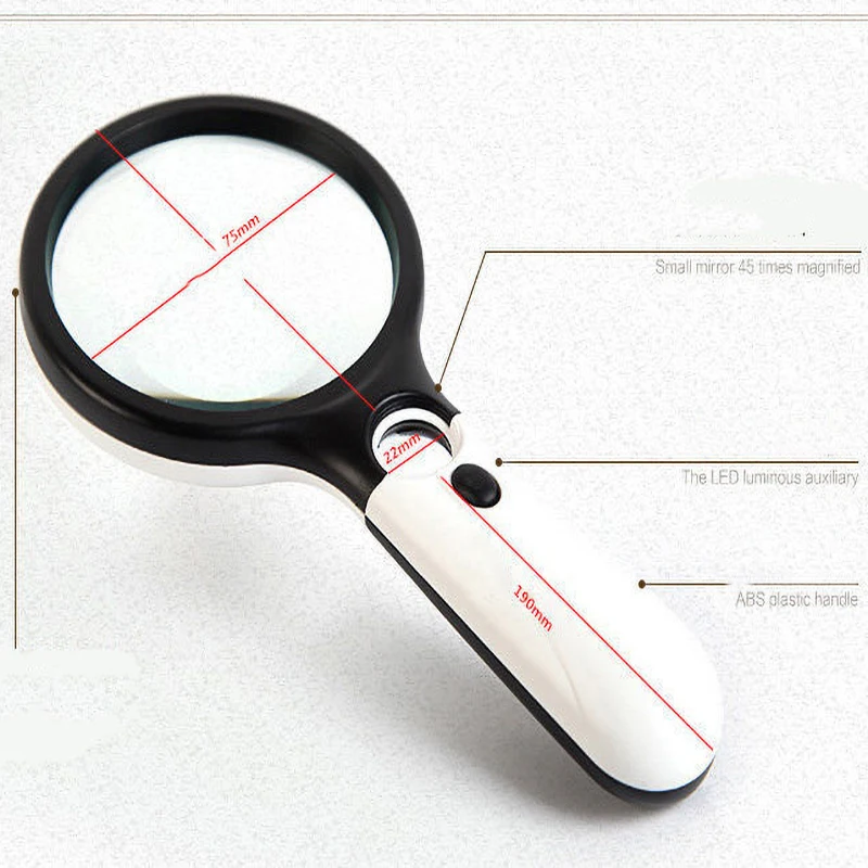 The Explosive 6902AB Double Lens with 3 LED Bulb Clappers Holds a High Power Reading Plastic Magnifying Glass with Lamp