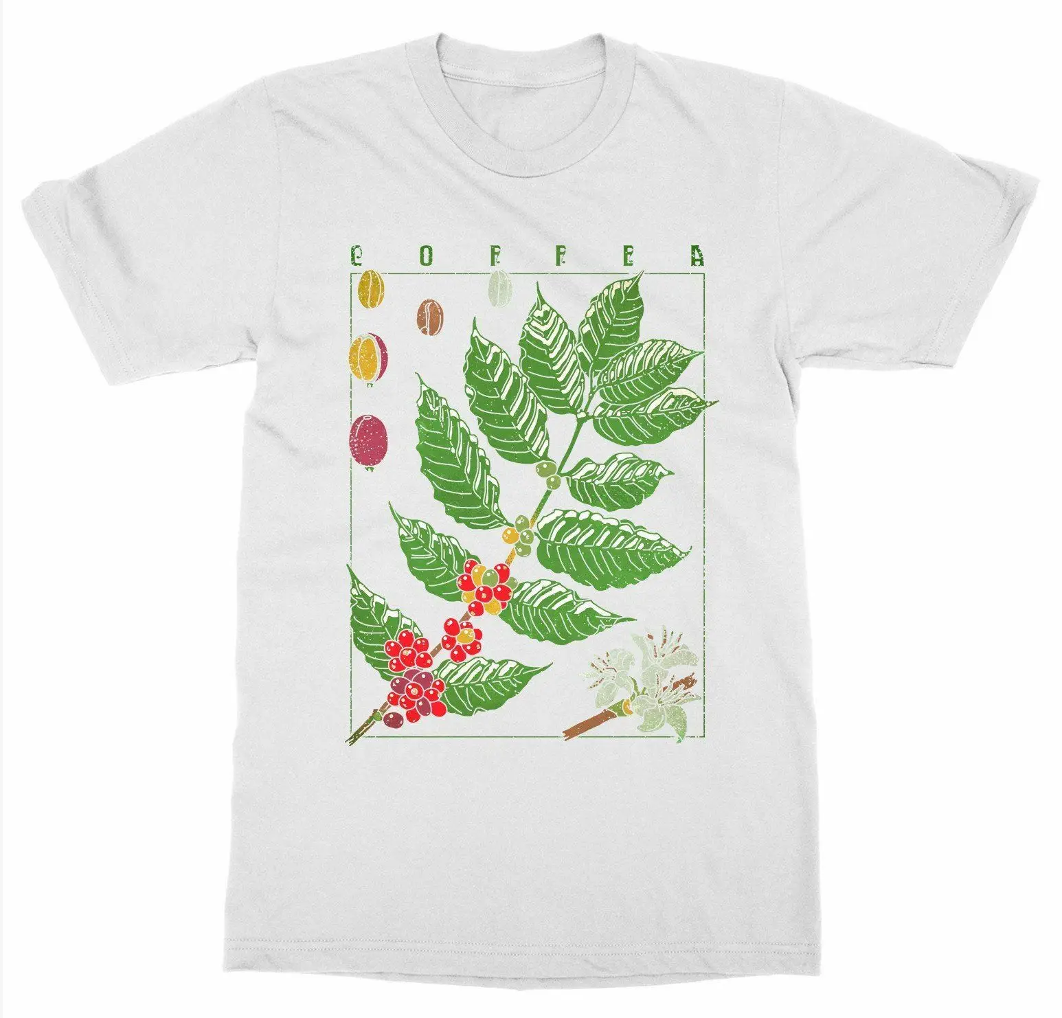 Botanical Garden Plant Botany Coffee Bloom Fruit T-Shirt 100% Cotton O-Neck Summer Short Sleeve Casual Mens T-shirt Size S-3XL