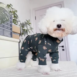 2024 Autumn New Puppy Dog Clothing Four Feets Jumpsuits Small Bear Print Rompers For Small Medium Dog All Season Pet Dog Clothes