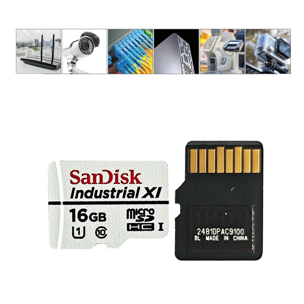 بطاقة ذاكرة صناعية واسعة من سانديسك ، بطاقة ميكروسدك ، محول بطاقة TF إلى SD ، C10 ، U1 ، 8 جيجابايت ، 16 جيجابايت ، MLC