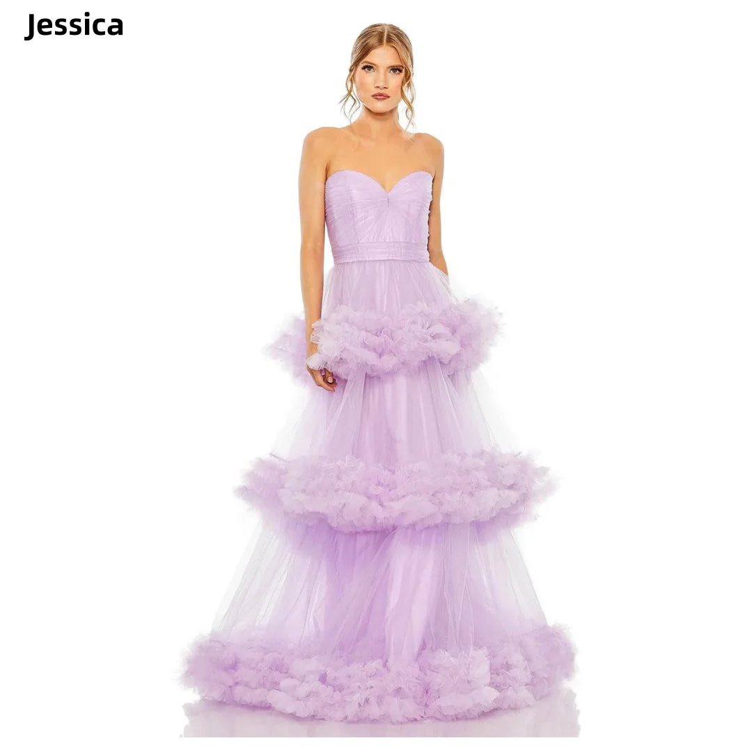 Jessica Mauve Wedding Dress Fluffy Handmade Tulle Layering Prom Dresses Sexy Off-shoulder Fairy Elegant Vestidos De Fiesta