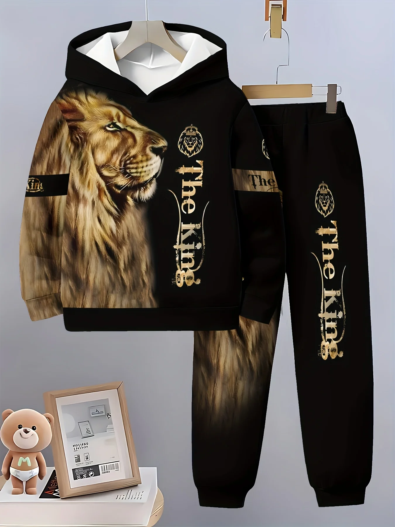 

Autumn Animal Lion Denim 3D Printed Hoodie Suit Men Sweatshirts Sweatpants Casual Fashion Two Piece Tracksuit Set Men's Clothing