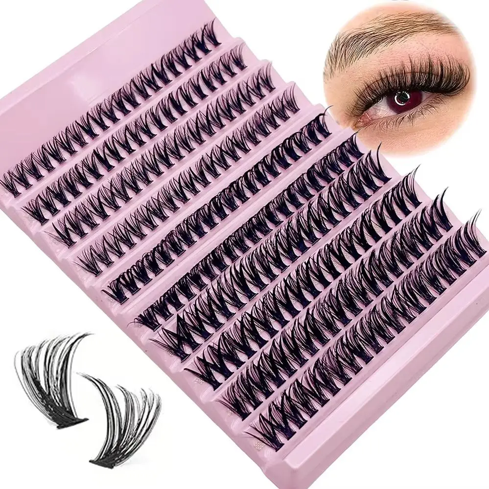 200 Stück D-Curl Cluster-Wimpern 8-16mm Einzelne Wispy Wimpernverlängerungen DIY Wimpernbüschel für Wimpernverlängerungen