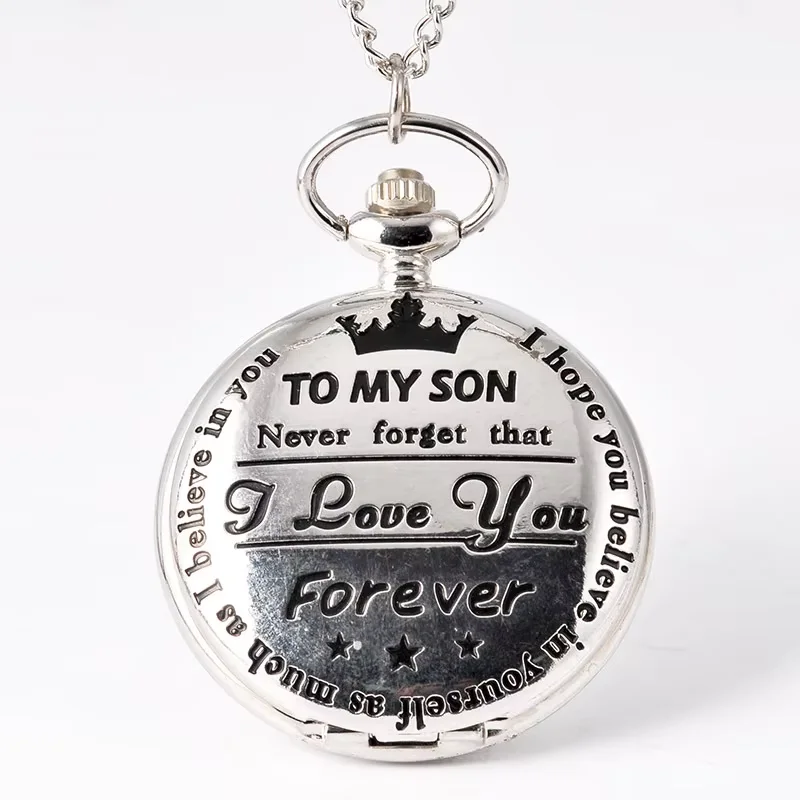 

New Lettering Pentagram Pocket Watch Fashion Silver Round Pocket Watch To Give Son The Best Holiday Gift