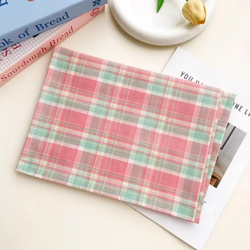 

Woven double-color large-checkered handcrafted DIY tablecloth background cloth doll dress big hairband