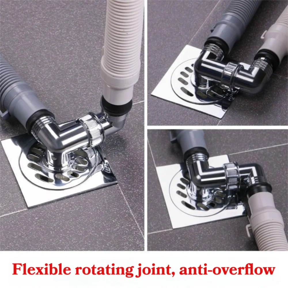 Plastic Washing Machine Drain Cover 2-In-1 Odor-Proof Universal Drain Adapter Overflow-Proof Three-Way Water Outlet Cover