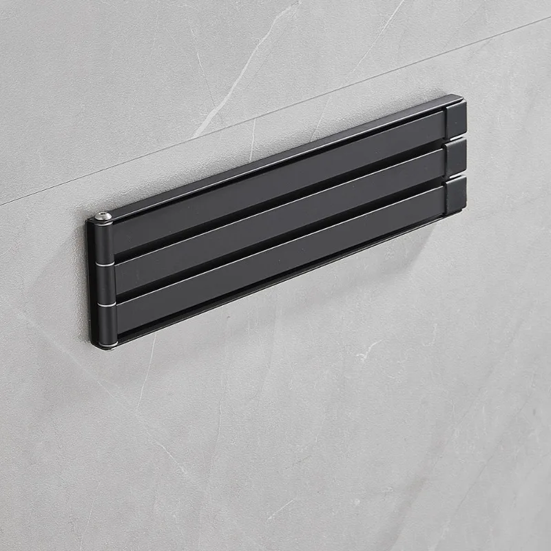 Folding towel bar, black non-punching towel rack, movable towel rack, kitchen and bathroom.
