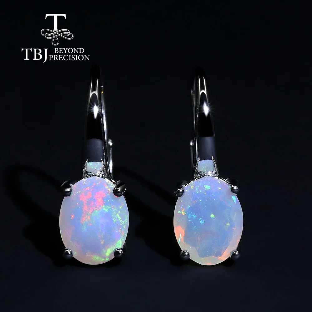 Natural Multicolor gemstone opal Earrings Fashion Design Women's fine Jewelry 925 Sterling Silver gift