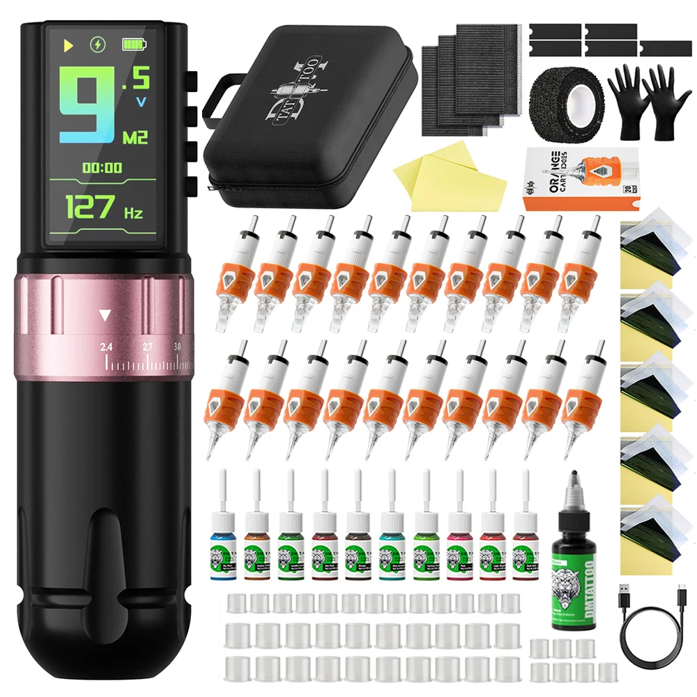 DM Venom 2.4-4.2mm Stroke Wireless Rotating Tattoo Machine Kit 2300mAh Battery OLED Color Display Suitable for Tattoo Artists