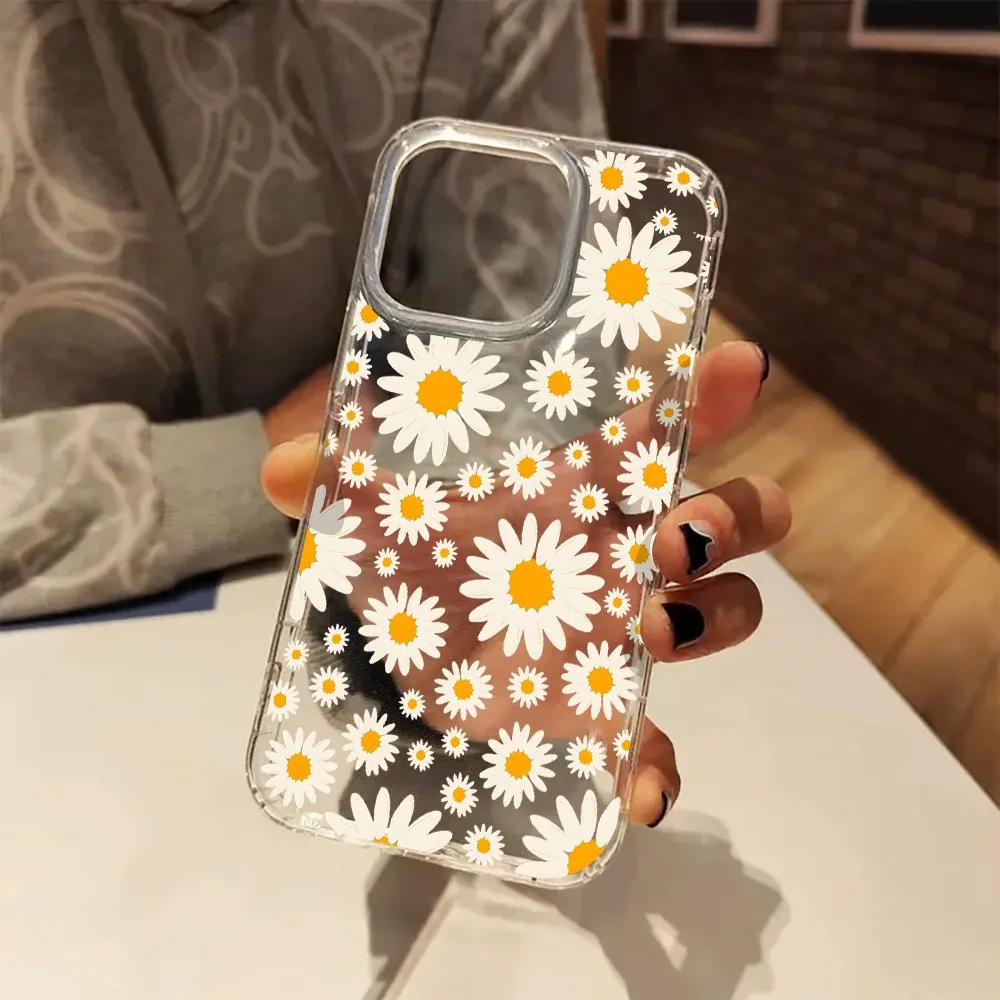 

Preppy Daisy Flowers Aesthetic Clear Phone Case for iPhone 16 11 15 14 13 12 Pro Max XS X XR 7 8 Plus SE 2022 Transparent Cover