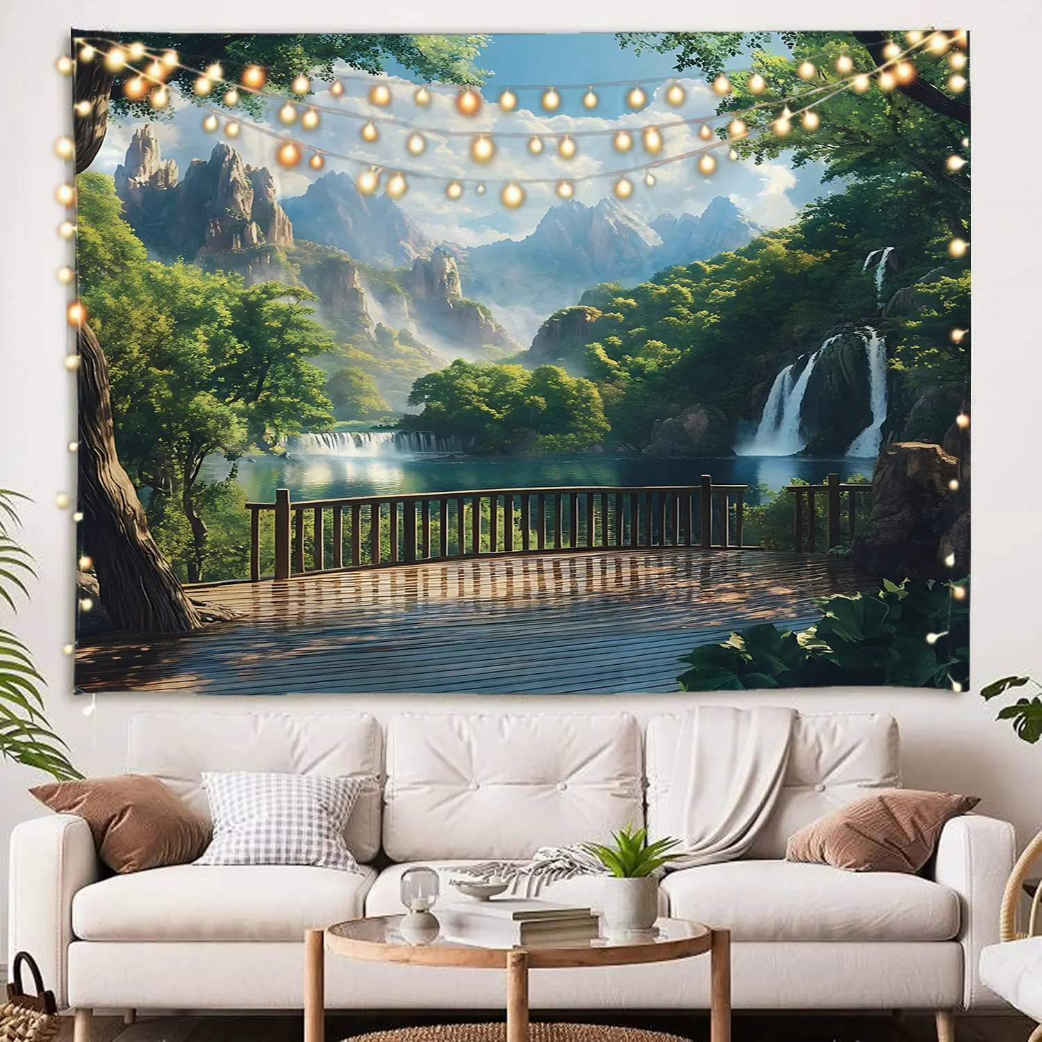 جميلة 3D شلال المناظر الطبيعية زخرفة الخلفية نسيج ديكور غرفة المعيشة المنزلي خلفية الديكور