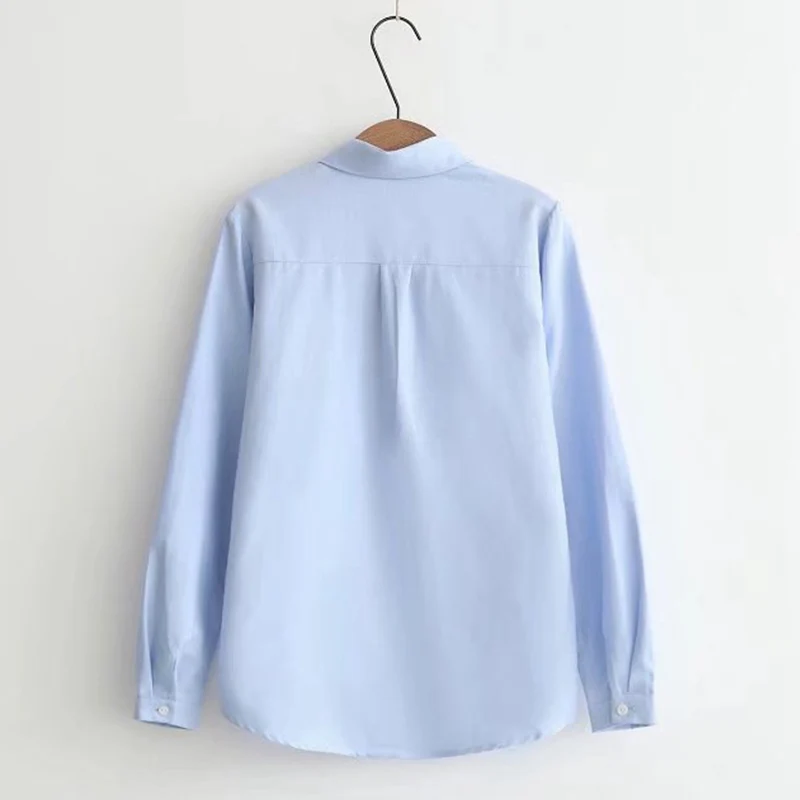 Spring Autumn Preppy Style Loose Three-dimensional Buttons Shirt Women Long Sleeved Female Spinning Lovely Blouse Tops U202