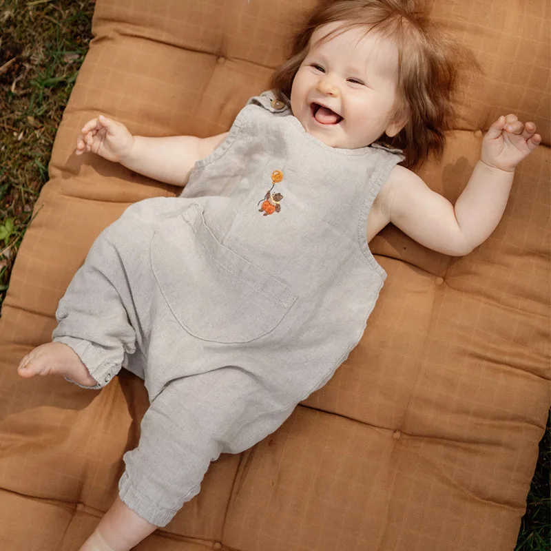 Baby Jumpsuit 2025 Summer New Style Girls' Lotus Leaf Sleeve Crawling Suit Rainbow Bow Pattern Bag Fart Jacket