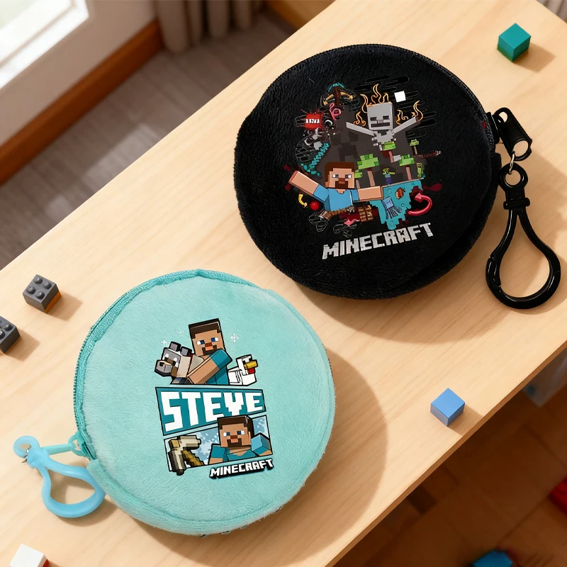 Nuevo juego temático niños monedero Minecrafted Zero Wallet bolsas redondas colgante Mini bolsa de almacenamiento de auriculares de moda regalos de cumpleaños